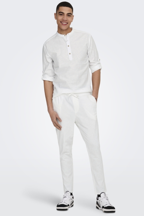 Only & Sons onscaiden ls halfplackt linen shirt